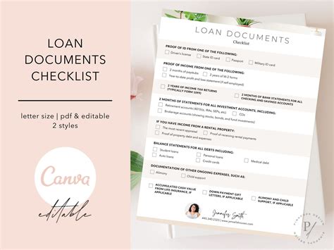 Loan Documents Checklist Mortgage Checklist Loan Documents - Etsy