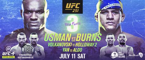 Latest Look At UFC 251's Fight Card, Lineup For Fight Island Debut