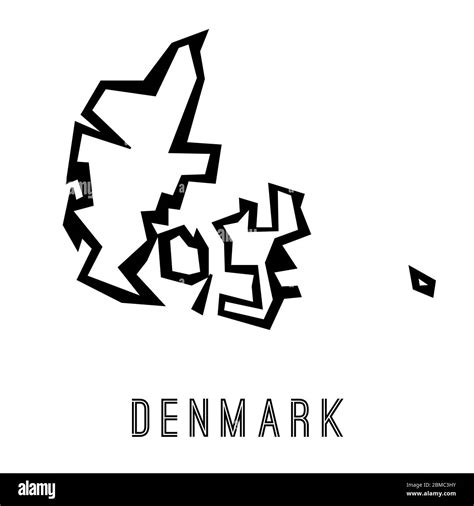 Denmark simple vector map outline - country shape sharp polygonal geometric style vector Stock ...