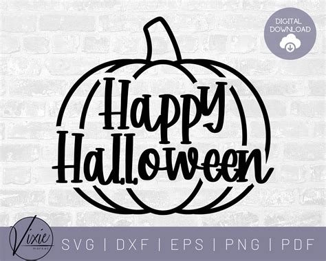 Happy Halloween Pumpkin Outline SVG Commercial Use | Etsy