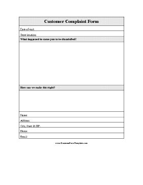 Customer Complaint Form Template