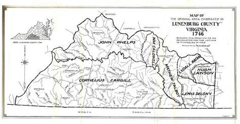 1746 Precincts Map of Lunenburg County, Virginia | Lawson Surname DNA ...