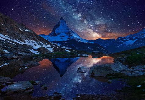 Matterhorn in the Milky Way | Switzerland wallpaper, Scandinavian art ...