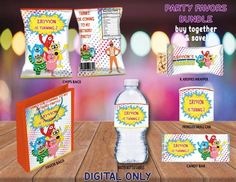 Yo Gabba Gabba Party Favors Water Bottle Chip Candy Bars - Etsy