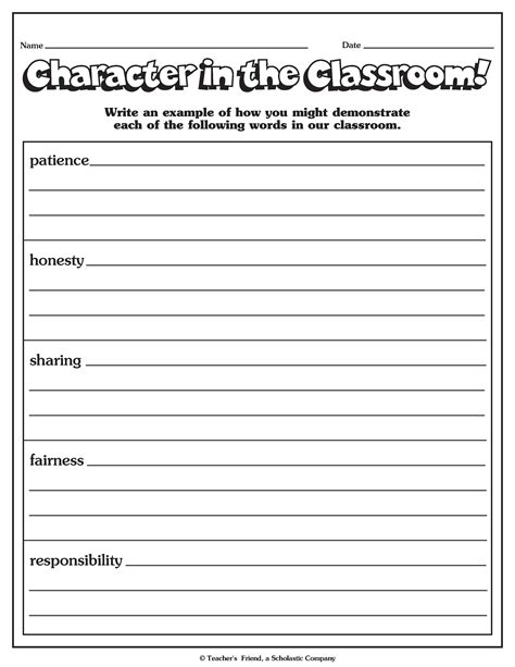 Good Character Worksheets For Kids