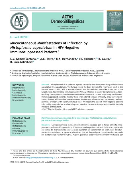 (PDF) Mucocutaneous Manifestations of Infection by Histoplasma capsulatum in HIV-Negative ...