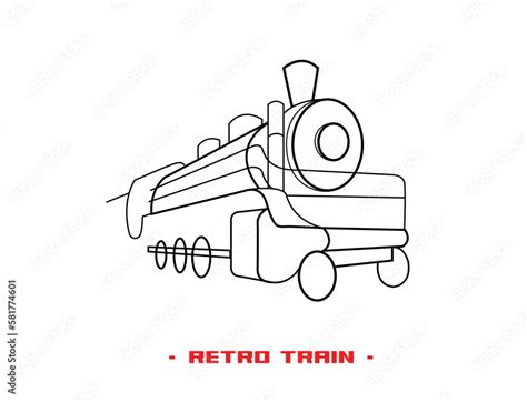 Vintage steam train locomotive, minimalistic line art Stock Vector ...