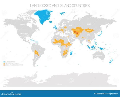 Landlocked and Island Countries of World Stock Vector - Illustration of ...