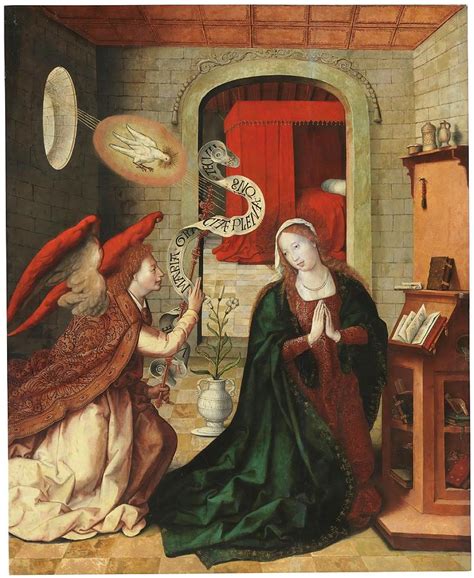 'The Annunciation'. 1501 - 1535. Oil on panel. ARCHANGEL GABRIEL. VIRGIN MARY. Painting by Leon ...