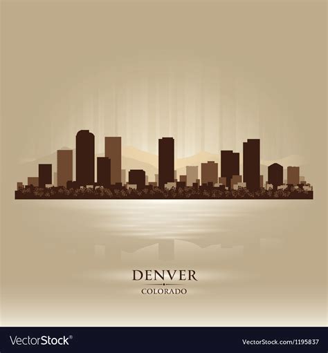 Denver Skyline Outline A public transit bridge crosses the highway ...