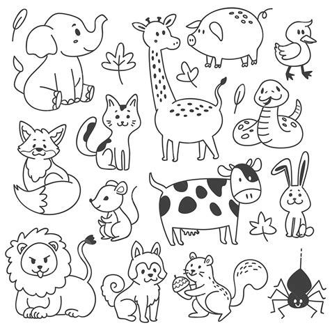 Set Of Animals Doodle Vector Illustration, Animal Drawing, Rat Drawing, Animals Drawing PNG and ...