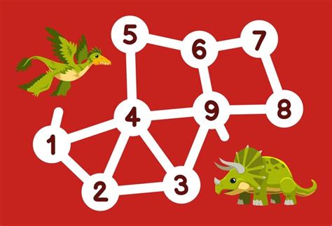 Premium Vector | Number maze for children help green flying dino move ...