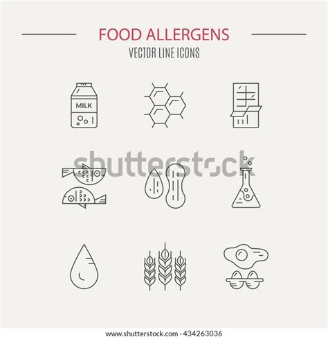 Icons Symbols Different Allergens Vector Line Stock Vector (Royalty Free) 434263036 | Shutterstock