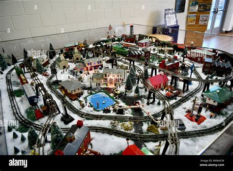 Christmas village train set Stock Photo - Alamy