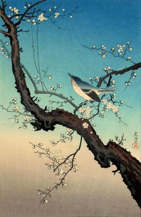 Japanese Birds Flowers Art Prints, Woodblock Prints, Paintings, Warbler ...