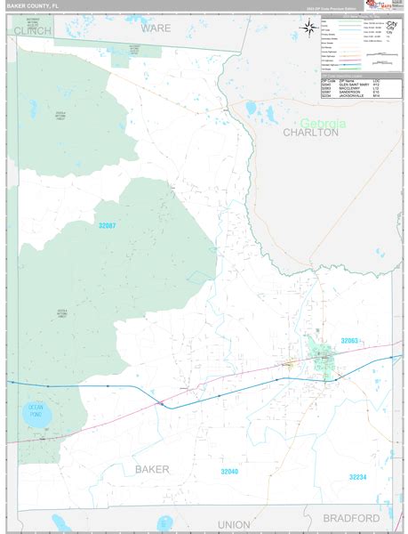 Baker County, FL Wall Map Premium Style by MarketMAPS - MapSales