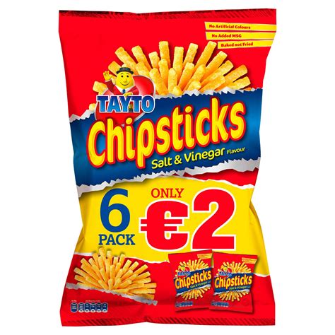 Tayto Chipsticks Salt & Vinegar Flavour 6 x 28g | Multipack Crisps | Iceland Foods