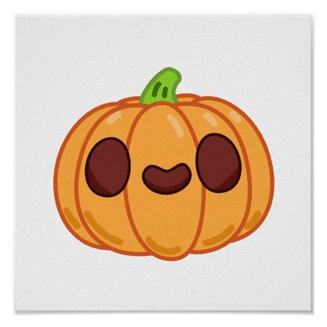 Cute Kawaii Halloween Pumpkin Poster | Zazzle | Kawaii kunst, Kunst, Kawaii