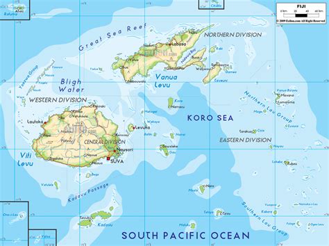 Physical Map of Fiji | Geography for kids, Physical map, Map