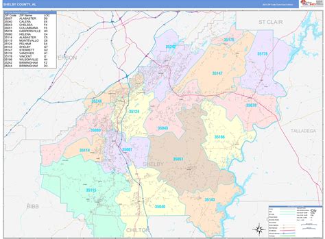 Shelby County, AL Wall Map Color Cast Style by MarketMAPS - MapSales.com