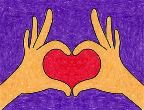 Easy How to Draw Two Hands Making a Heart Tutorial and Coloring Page