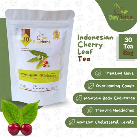 Jual Indonesian Cherry Leaf Tea : Herbal Teh Daun Kersen Pure 100% Organic (30 Tea Bag) | Shopee ...