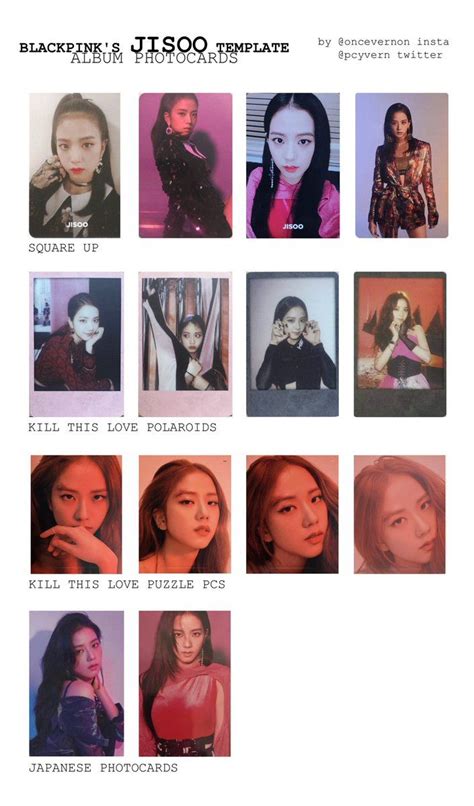 blackpink lisa, jennie, rosé, and jisoo album photocard templates ...