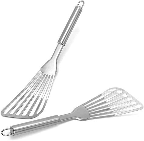 Stainless Steel Spatula, 2-Piece GoXteam Fish Spatula, Upgrade Metal ...