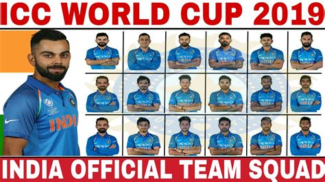 ICC WORLD CUP 2019 INDIA TEAM SQUAD | 25 PLAYERS SELECTED FOR WORLD CUP 2019 | INDIA SQUAD WC ...