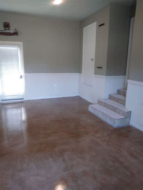 Stained concrete floor overlay is finished here in Allen, Tx. 😀👍 ...