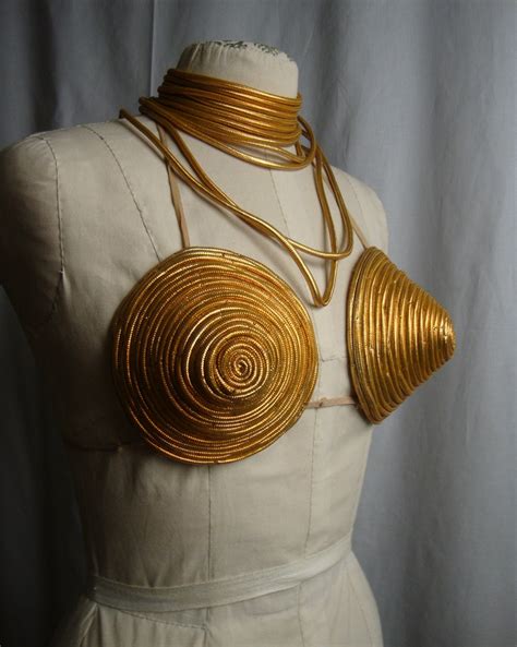 Original 1930s Gold Metallic Cone Bra with Matching by cornehl