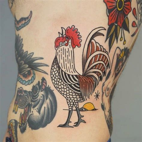 Traditional Rooster Tattoo Design