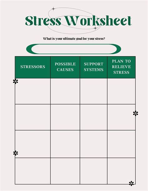 Stress Management Worksheet - Etsy - Worksheets Library