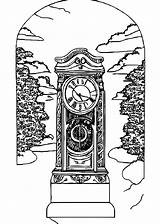Grandfather Clock Coloring Page · Creative Fabrica sketch template