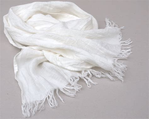 White scarf women men linen scarf white natural by DonataFelt