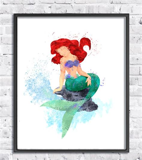 Princess Ariel Watercolor Print Art Painting Little Mermaid - Etsy