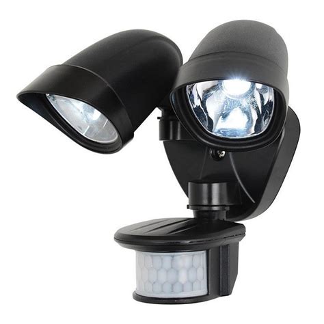 Black Outdoor PIR Twin Spot LED Security Wall Light Walkway Light ...