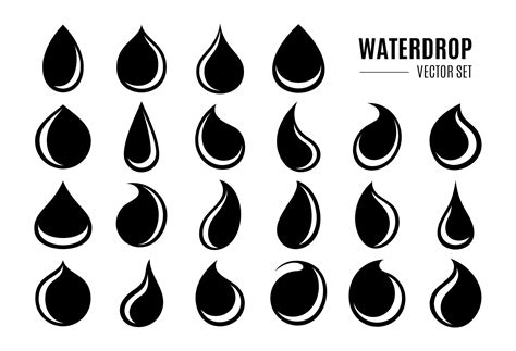 Set of simple flat liquid water drop silhouette icon logo design ...