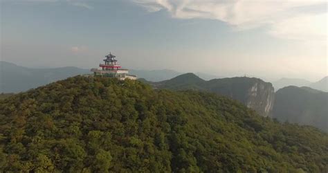 Beautiful Aerial Shot Of Oriental Tianmen Shan Temple On Top Of Tianmen ...