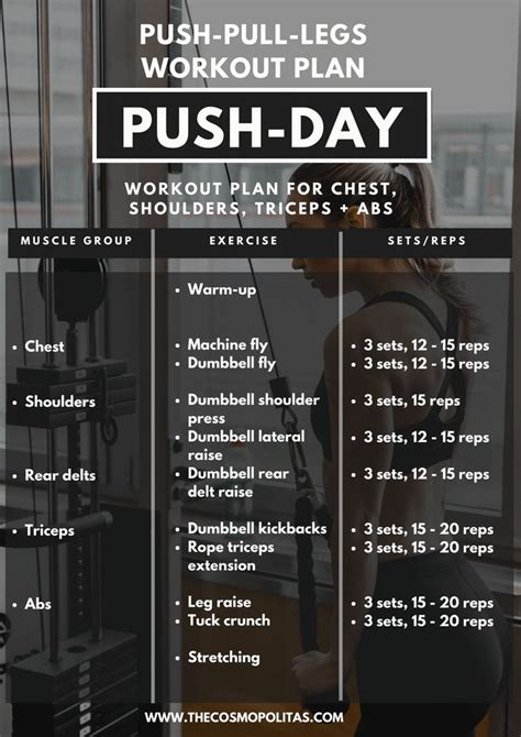 MY WORKOUT ROUTINE 2/2018: 3-DAY SPLIT: PUSH - PULL - LEGS | WORKOUT PLAN + EXERCISES | Push day ...