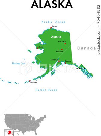 Map of Alaska State capital, major cities - Stock Illustration ...