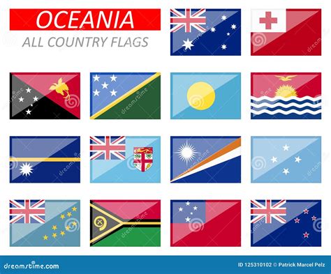 Todas Las Banderas De País De Oceanía Ilustración del Vector ...