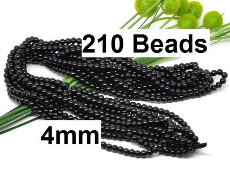 4mm Black Glass Pearl Imitation Round Beads 32 Inch Strand - Etsy