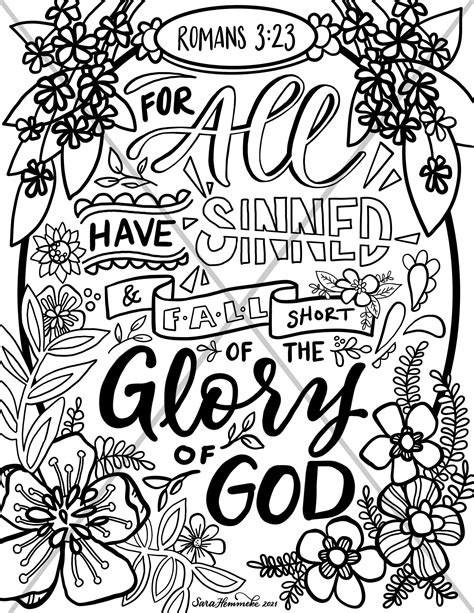 Bible Verse Coloring Page for All Have Sinned romans 3:23 - Etsy