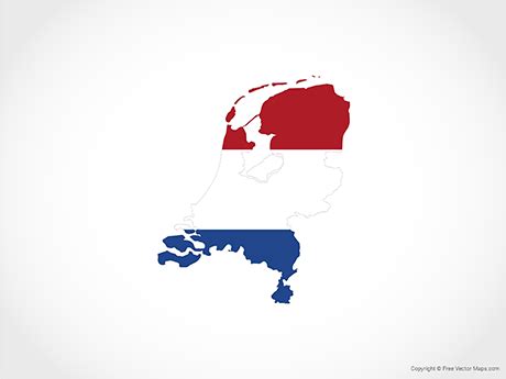 Printable Vector Map of the Netherlands - Flag | Free Vector Maps