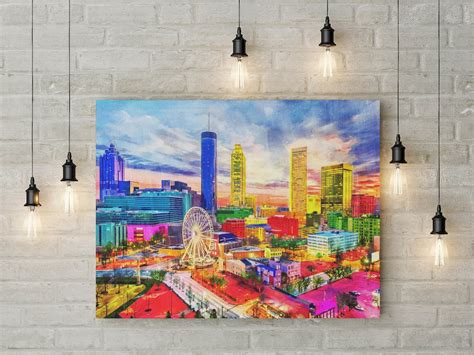 Atlanta Georgia Abstract Skyline Canvas Print - Etsy