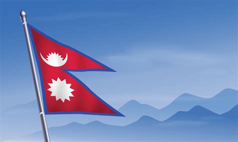 Nepal flag with background of mountains and sky 20809613 Vector Art at Vecteezy