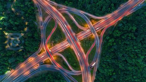 Top View City Traffic of Highway in Kiev City, Ukraine Stock Image ...