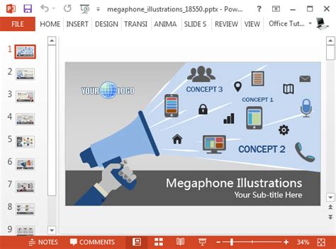 Animated Megaphone PowerPoint Template