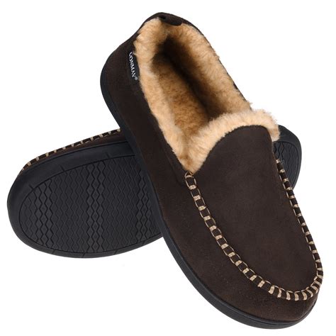 Vonmay - VONMAY Men's Moccasin Slippers Fuzzy House Shoes Fluffy Fur ...